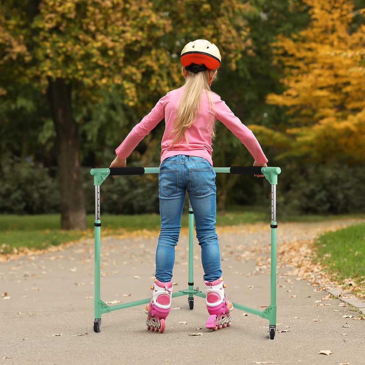 Opvouwbare skaterhulp Rolschaatstrainer kinderen Leren rolschaatsen Verstelbare hoogte Max 17 kg