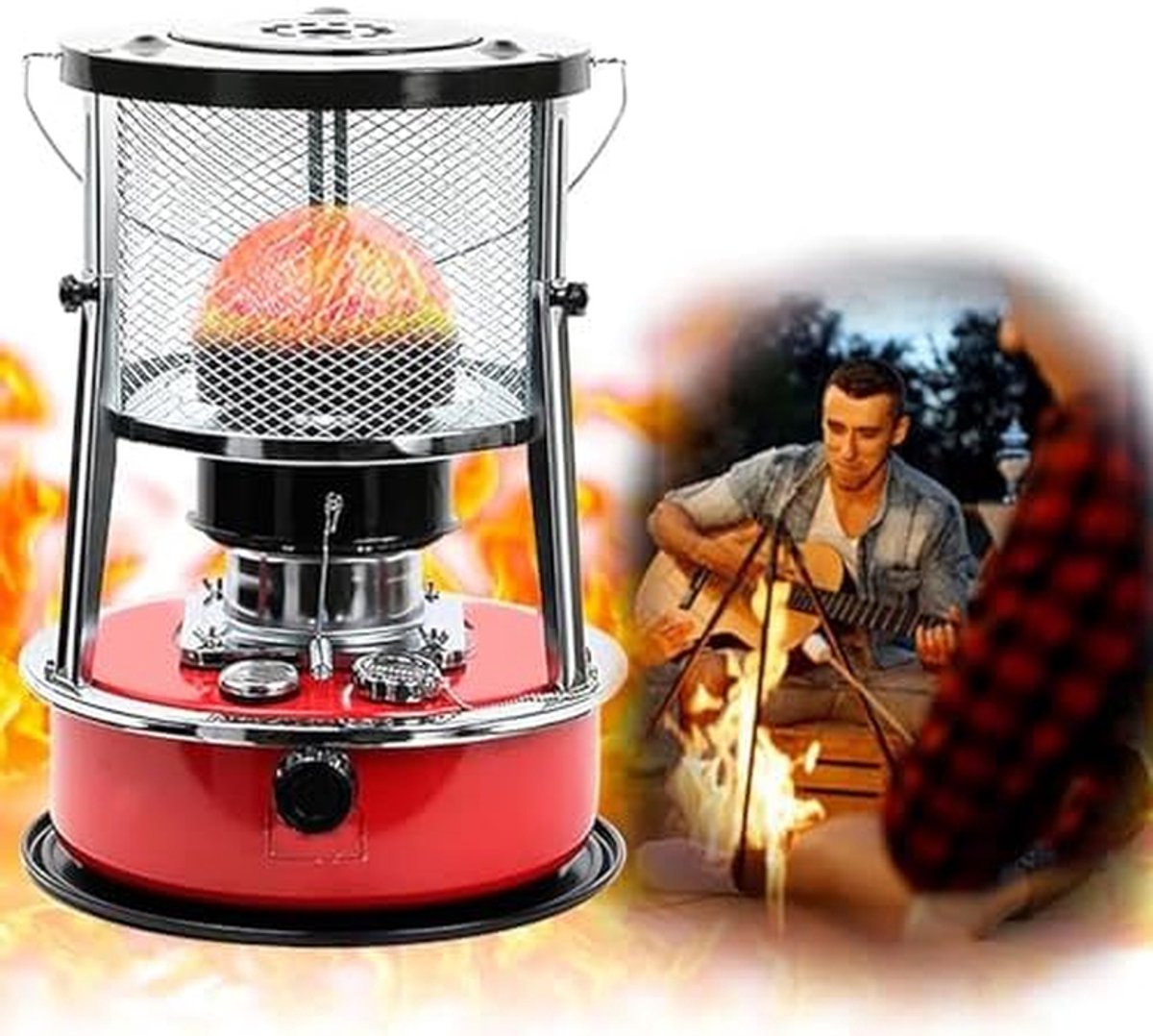 Draagbare Kachel - Binnen Buiten - Noodverwarming Buiten - 360 Graden Warmte - 5.2L Tank - Rood