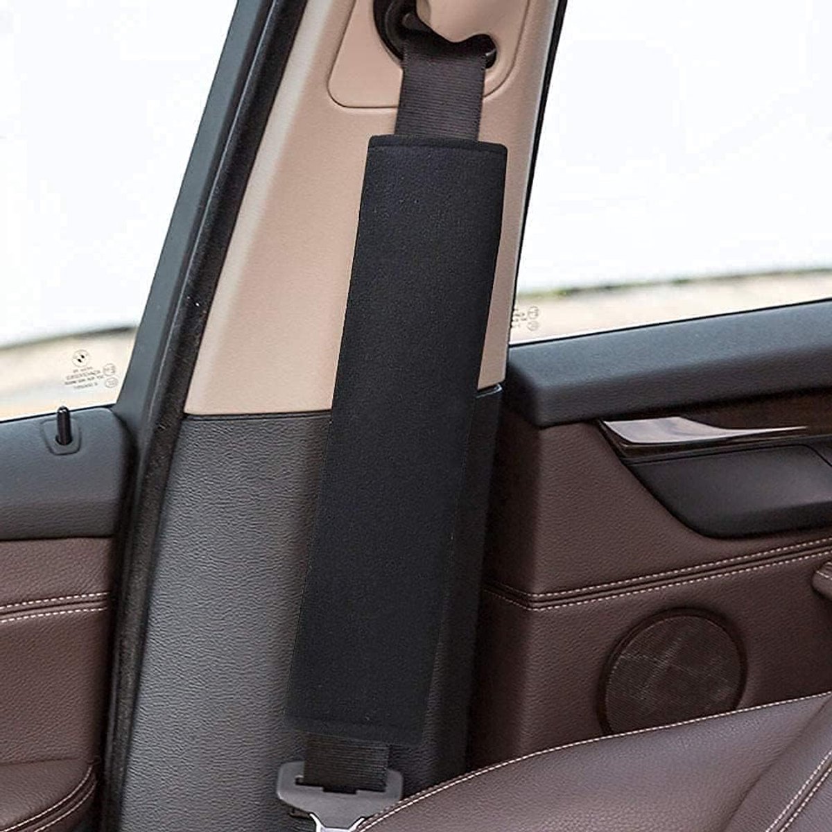 Autogordelhoezen - Schouderpads - Comfortabel Rijden - Zacht PU-leer - Universeel - Zwart