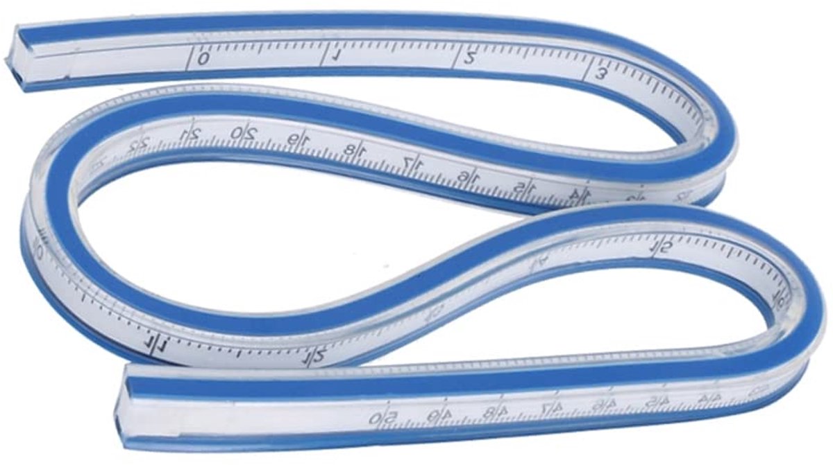 Flexibele Liniaal - Meetinstrument Plastic - Tekenen Ontwerpen - Dubbelzijdig Metrisch - 50 cm - Wit Blauw