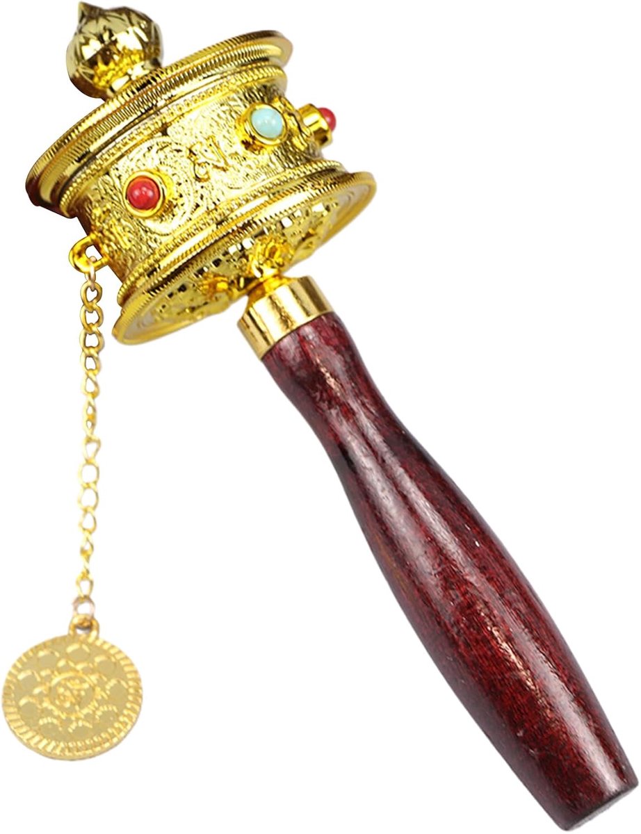 Gebedsmolen Handmodel - Meditatiemolen - Spirituele Beoefening - Gedetailleerd Vakmanschap - 20 cm - Goud