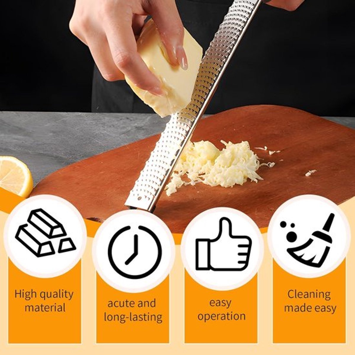 Kaasrasp en citrusschiller van roestvrij staal voor keuken