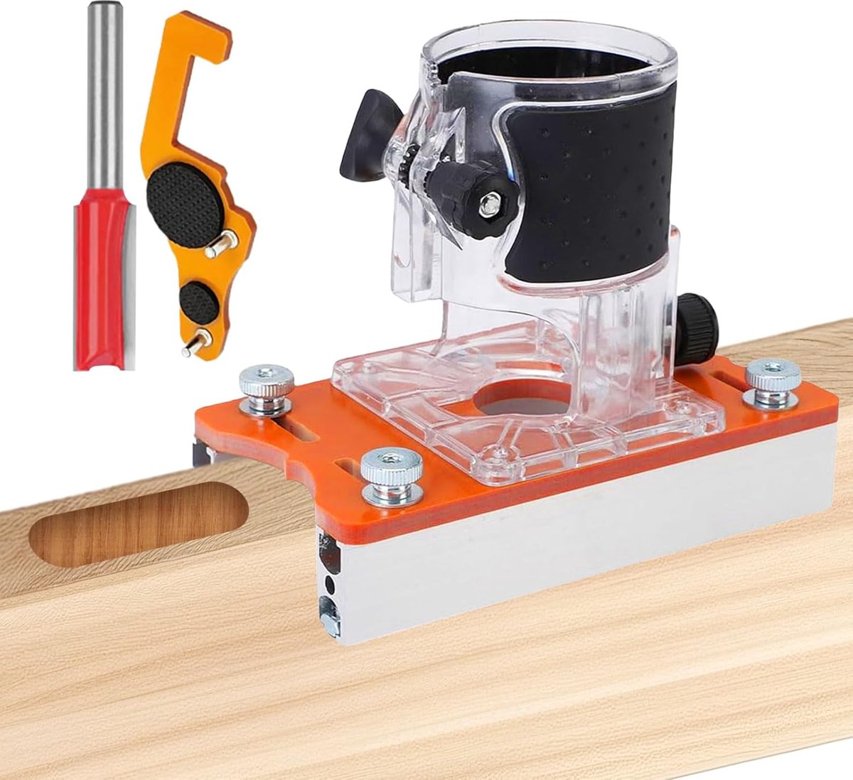Hout Trimmer Frees - Houtbewerking Accessoire - Precisie Frezen - Stabiele Frameconstructie - Set van 4 - Grijs