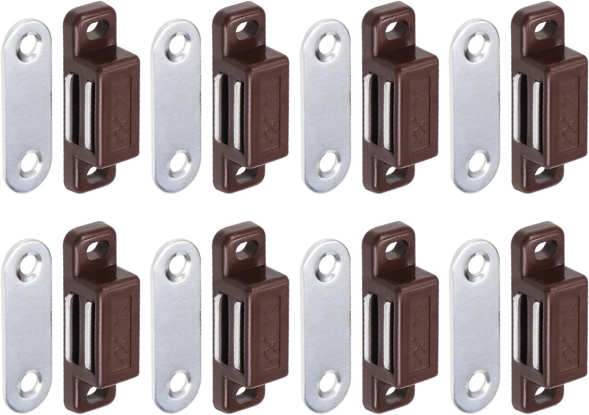 Magnetische Touch Latch - Drukker Sluiting - Kasten Sluiten - Sterke Magneetkracht - 8 Stuks - Bruin Zilver