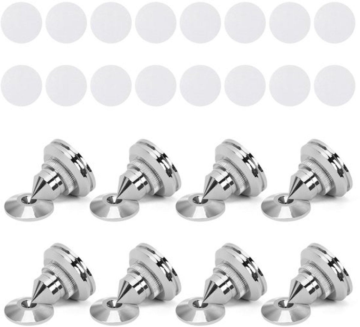 Zilveren Speaker Spikes - Set van 8 voor Audioapparatuur, Schokbestendige Isolator