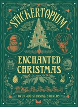 Groen boek met gouden opdruk 'Stickertopium Enchanted Christmas', kerstboom, Sinterklaas en rendier.