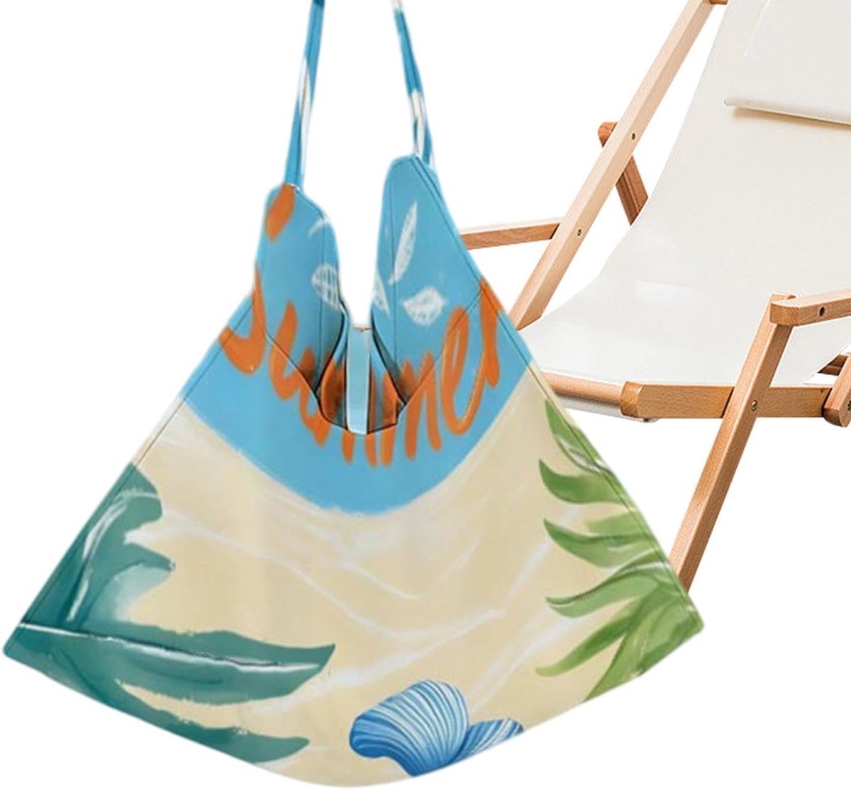 Hoes Ligstoel - Loungestoel Handdoek - Buiten Ontspannen - Met Handige Zijvakken - 210 x 75 cm - Blauw