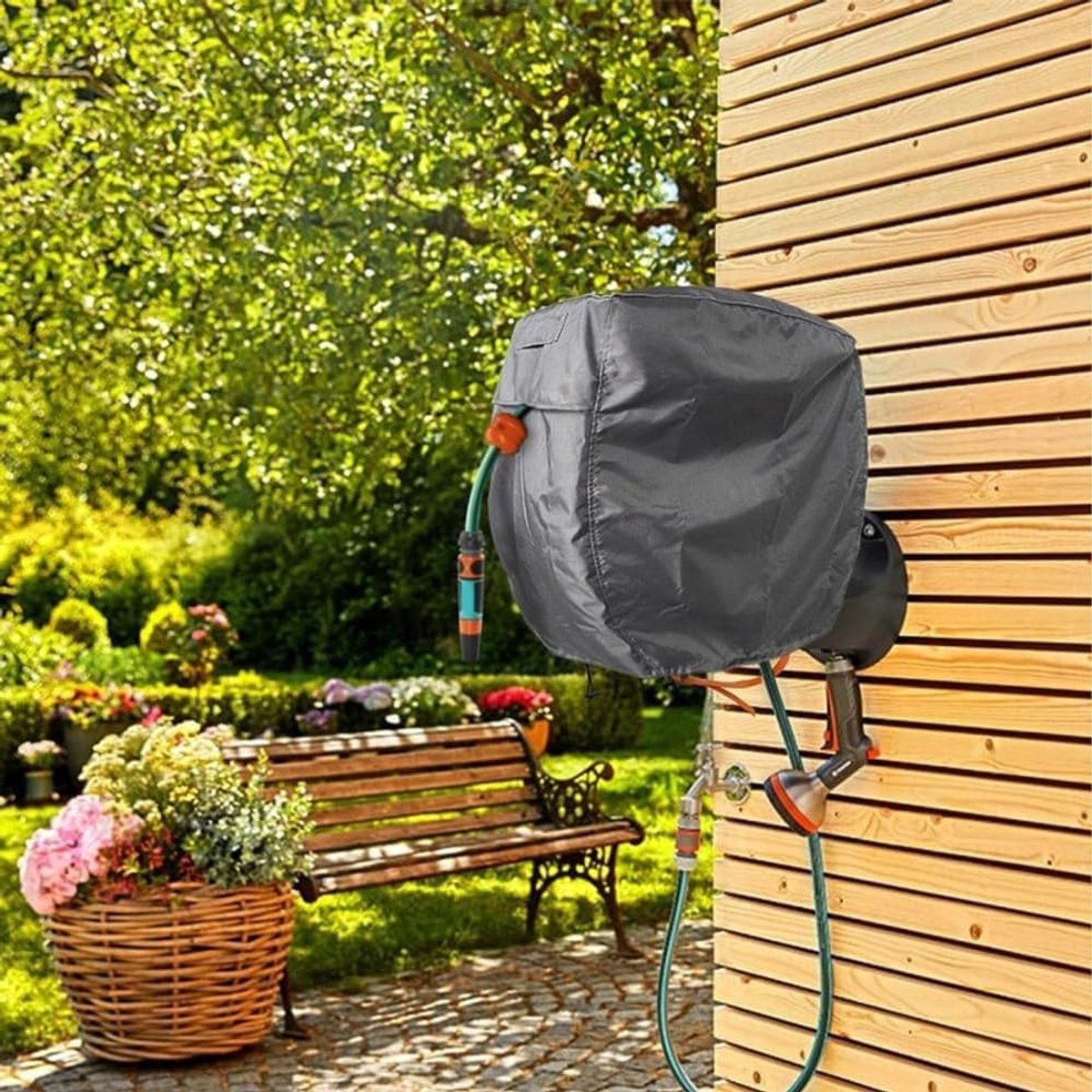Slanghaspelhoes - Beschermhoes Tuinslang - Tuinonderhoud - Waterdicht Oxford Materiaal - 60 x 45 x 60 cm - Zwart