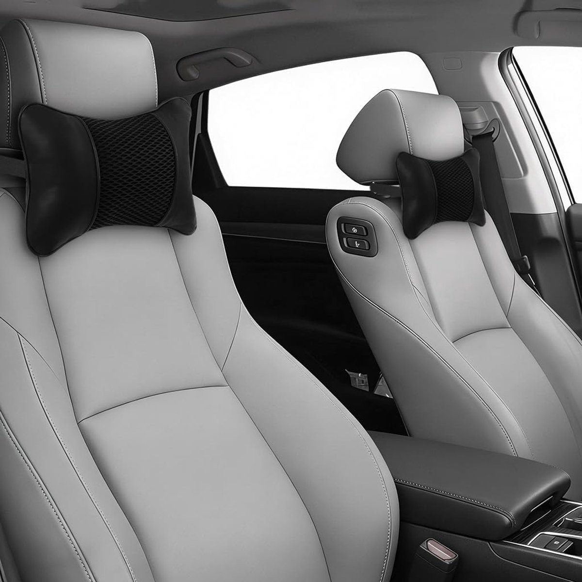Comfortabel nekkussen voor auto en autostoel, ademend en afneembaar hoofdsteunkussen, 2 stuks voor optimale neksteun