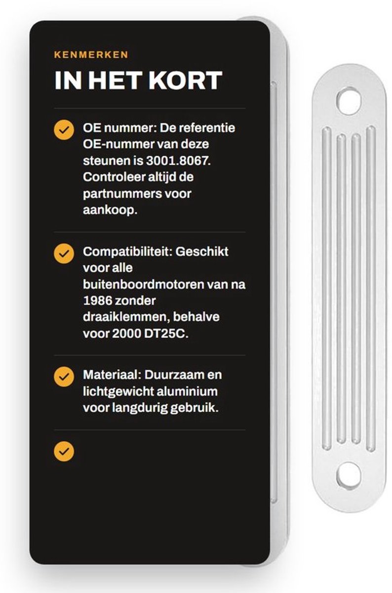 Spiegelsteunplaten aluminium 15x2 inch, 2 stuks