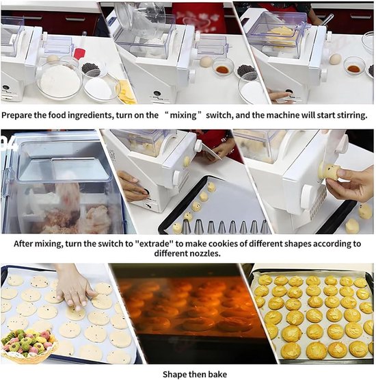 Elektrische Koekjespers - Koekjesmachine Automatisch - Zelf Koekjes Maken - Met 8 Spuitmonden - N.v.t. - Wit — afbeelding 4