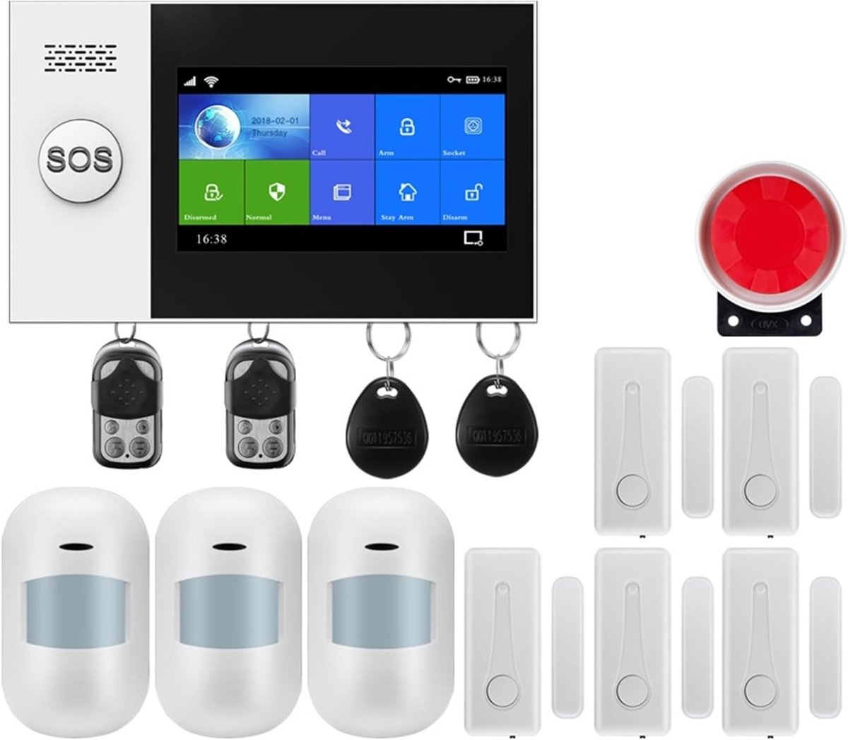 Alarmsysteem Huis - Inbreker Kit - Veiligheid Vergroten - 4.3-inch Touchscreen - 22.9 x 12.7 x 12.7 cm - Wit