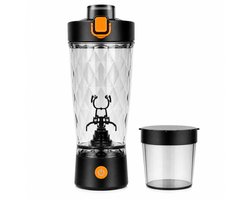 Elektrische Shakebeker 650ml – Klontvrije Proteïne Shaker met Supplementen Doosje – BPA-vrij Tritan – USB-C Oplaadbaar – 4800 RPM Vortex Mixer – Eiwit Shaker Sportbeker Protein Shake Blender to go – Drievoudig Lekvrij – Fitness Gym Sport – Zwart