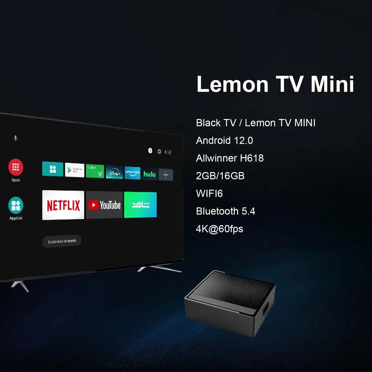 Xcruiser Z16 Android 12 Media Player – 4K Smart TV Box – H313 – 2GB RAM – 16GB Opslag