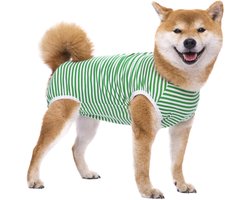 Postoperatieve hersteloverall voor honden - postoperatieve hondenoverall - chirurgische hondenkleding - beschermende kleding voor huisdieren (groen) - maat XL - ruglengte 35 cm