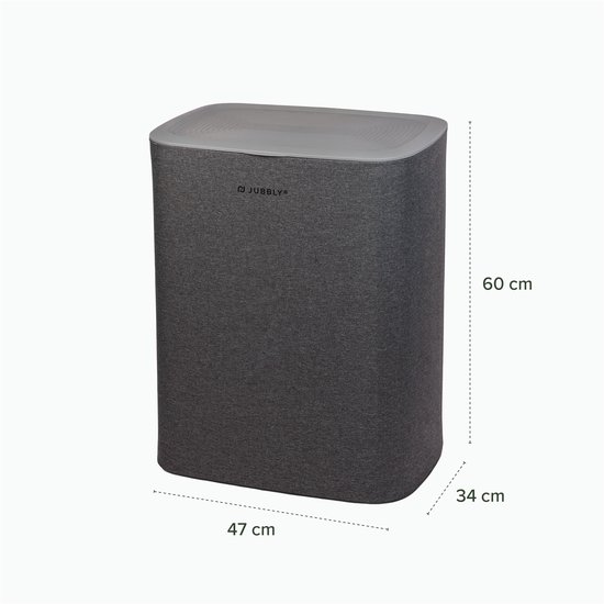 Jubbly® - Wasmand - Wassorteerder - Wasmand met Deksel - Wasmand 2 vakken - Wasmand opvouwbaar - Wasbox - 50 Liter - Grijs - The Splitsmart