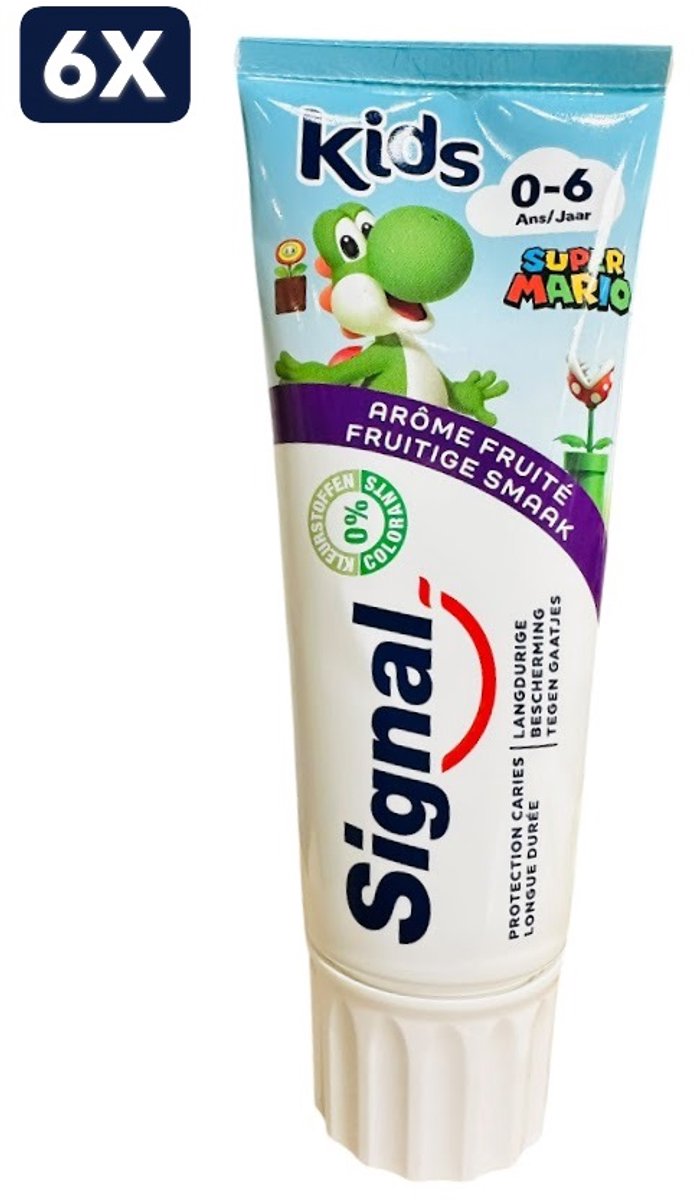 6 x Signal Tandpasta - 75ml - Kids Super Mario - Fruitige Smaak - (0/6 Jaar)