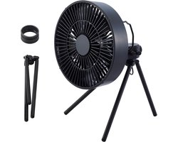 Campingventilator Met Statief – USB-C – 4 Snelheden – Oscillatie – Verstelbare Kanteling – Zwart