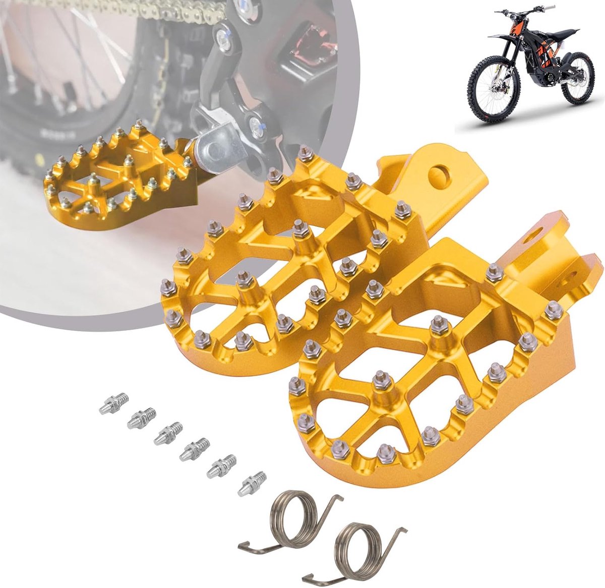 Motorcycle Voetsteunen - Voetsteunen Motor - Off-road Rijden - Verbreed Ontwerp - Universeel - Goud