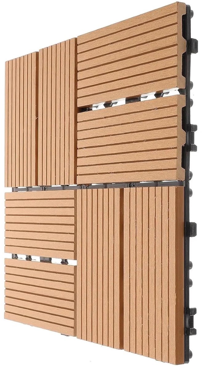 Terrastegels Hout-Plastic - Tuintegels WPC - Buiten Vloeren - In elkaar grijpend Systeem - 1 vierkante meter - Geel