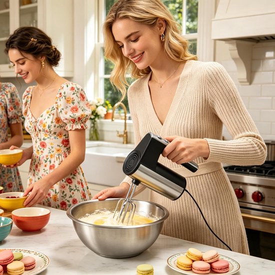 Elektrische Handmixer - Keuken Mixer - Bakken En Koken - Inclusief Deeghaken - 95 x 175 x 95 cm - Zwart — afbeelding 3
