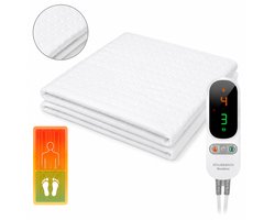 Eenpersoons elektrische onderdeken met aparte voetzone - 190x90 cm - Anti allergie - Antibacterieel - 6 warmtestanden - Voetwarmte - Warmtedeken - Fleece - STAUS&BACH DualZone - Wit