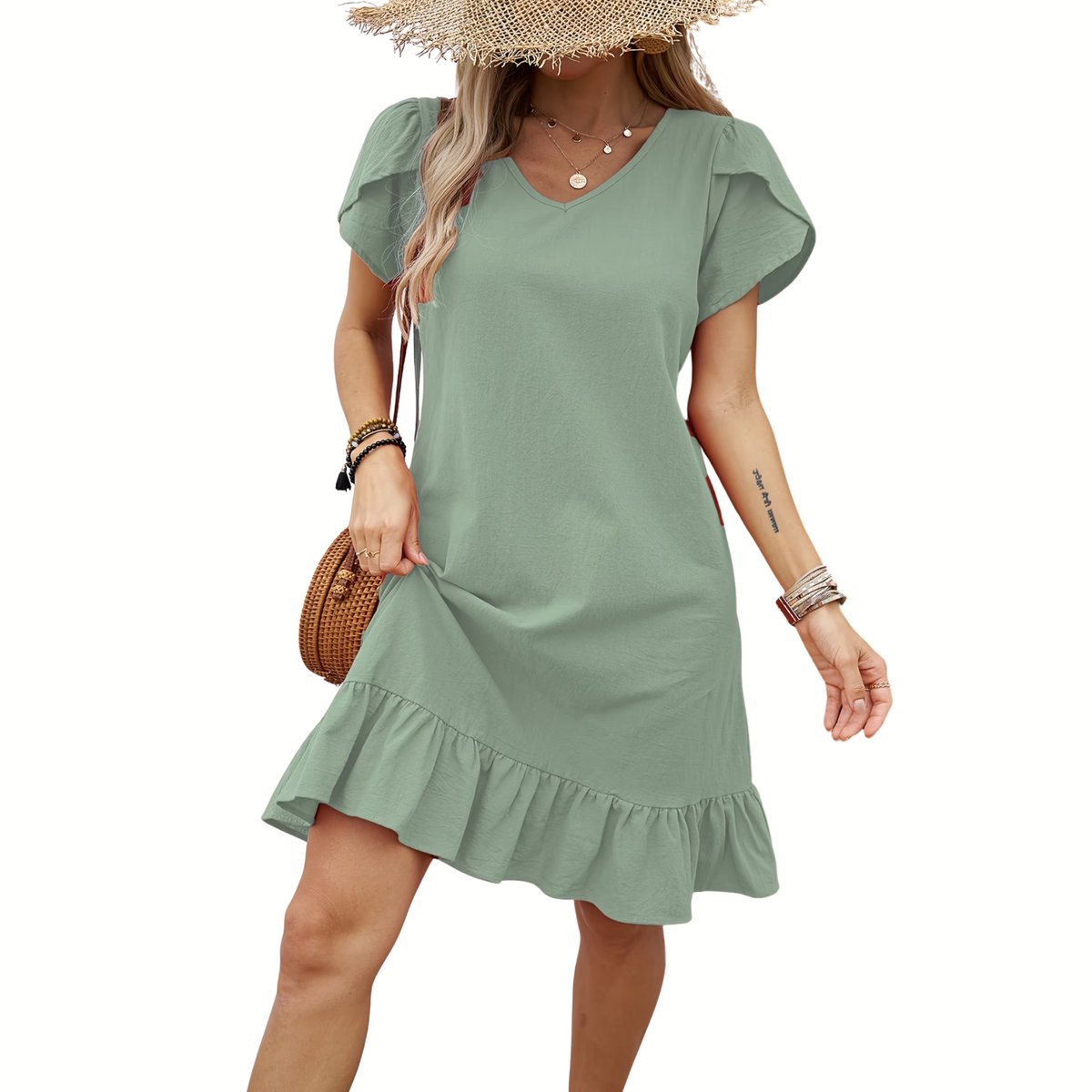 Currero Zomerjurk Dames Zomerjurken Volwassenen Vrouwen Midi Jurk Ibiza Stijl Sundress Dress Viriditeit