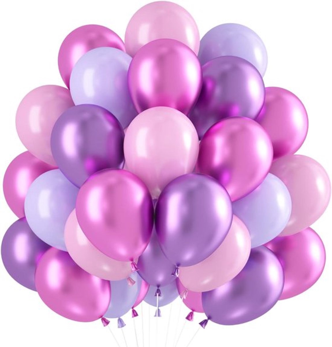 Ballonnen roze en paars, 60 stuks, bijverjaardagviering
