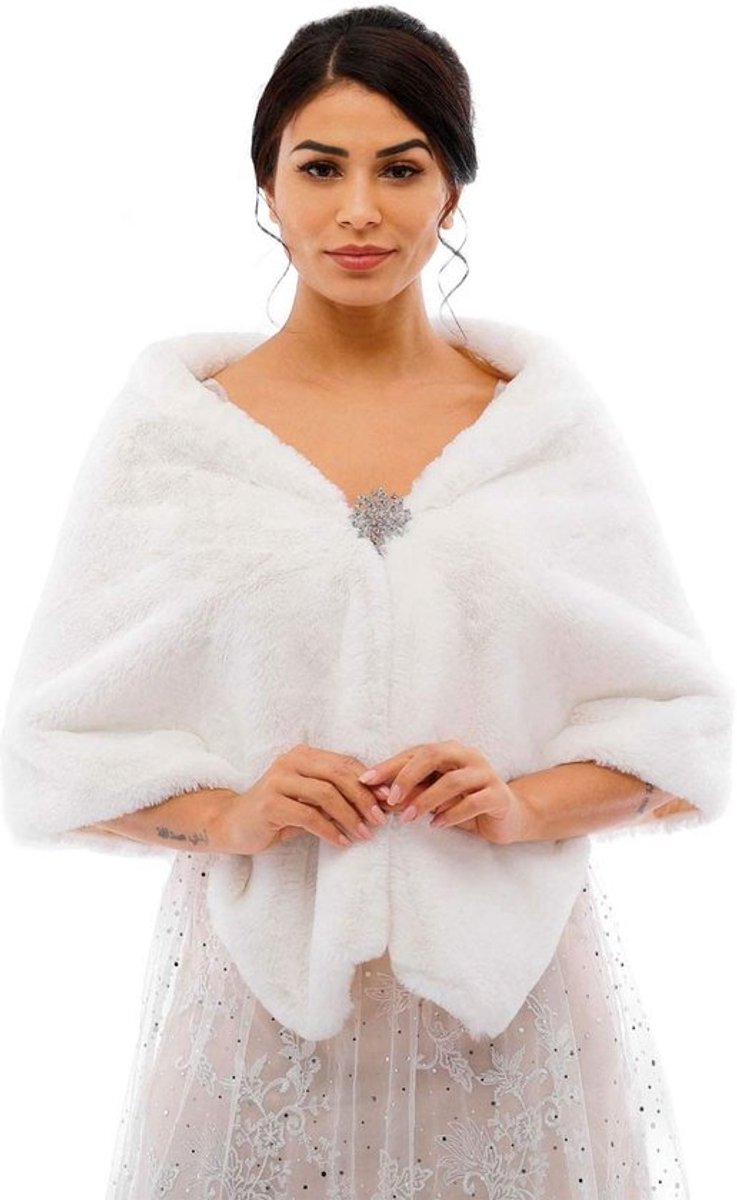 Dailygoods- Stola Imitatiebont - Bontsjaal voor Dames - Bruiloft/Feest - Sluiting