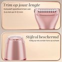 Opzetstukken van de roze ladyshave voor trimmen van 3-6 mm en 9-12 mm, en beschermkap.