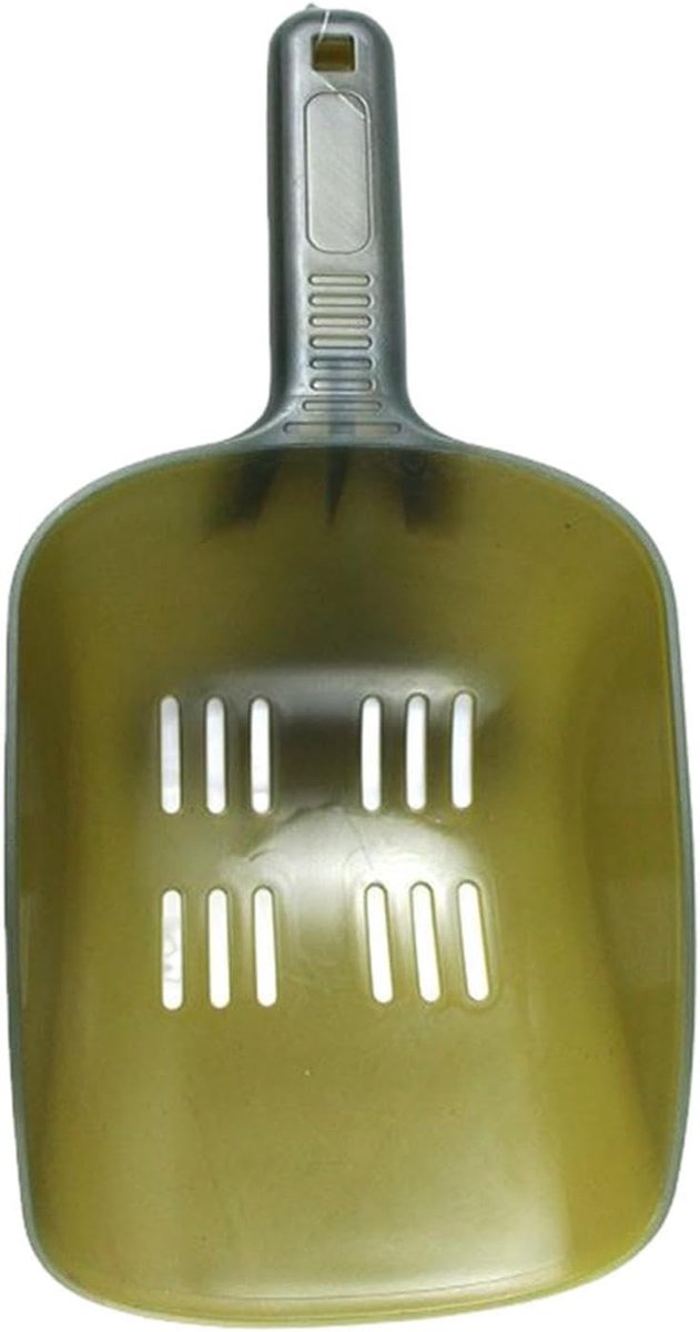 Visaasschep - Voergietlepel - Vissen en voeren - Antislip handvat - 23.9 x 11.1 x 7.3 cm - Zwart