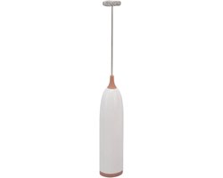 Elektrische opschuimer - Melk klopper - Koffie maken - RVS garde - 23.6 cm - Wit