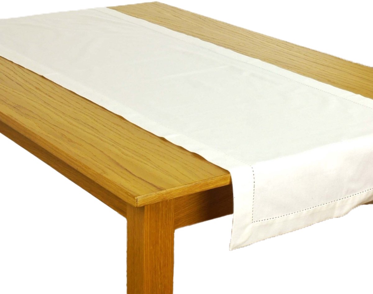 Tafelloper Dinner - Scantex - wit - 45 x 150 cm - lopertje - 100% katoen - chique - met gaatjes