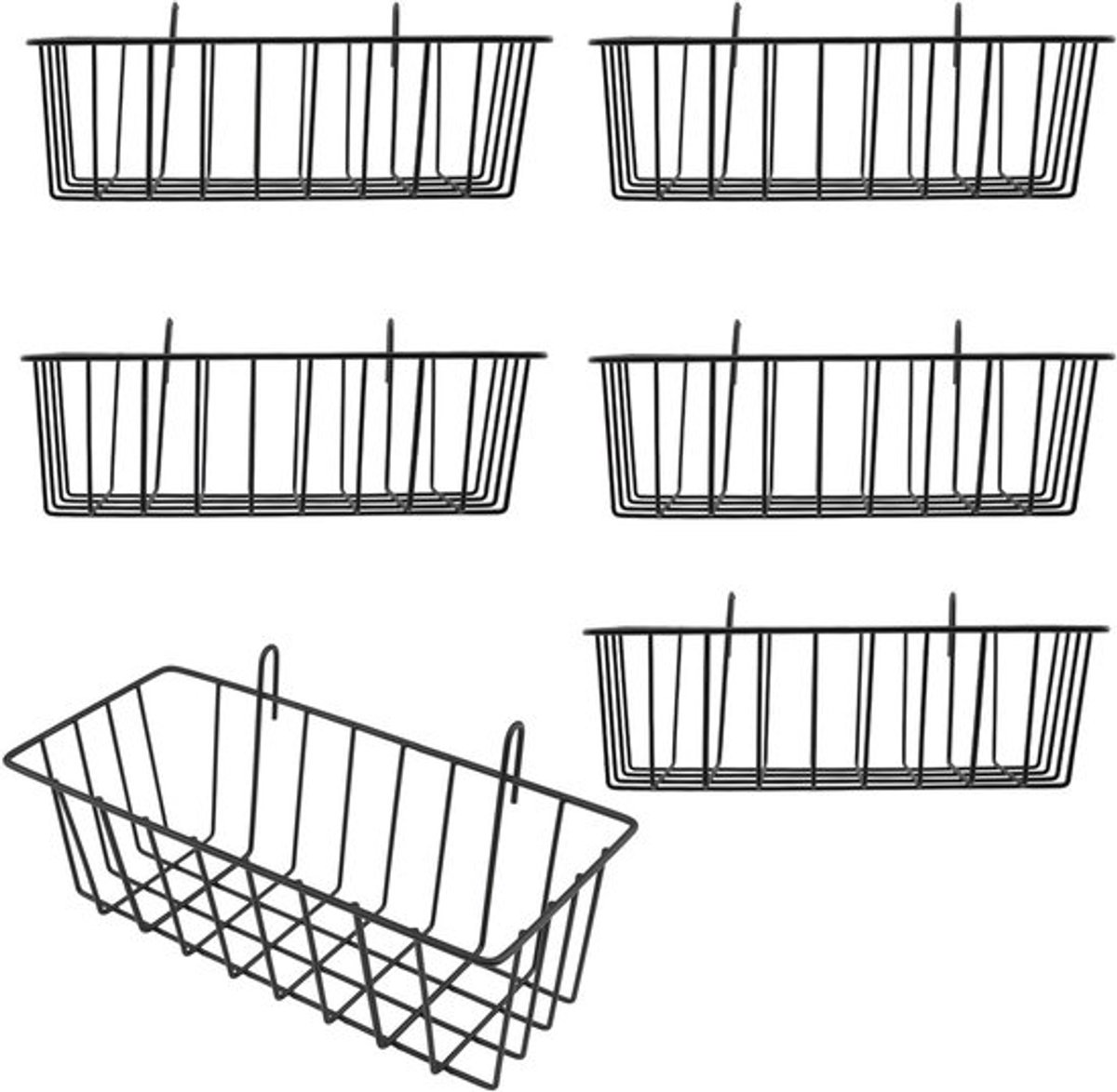Inovra Plus - Zwarte metalen wandroosters 6 stuks - 25 x 13 x 9 cm - Roostermand