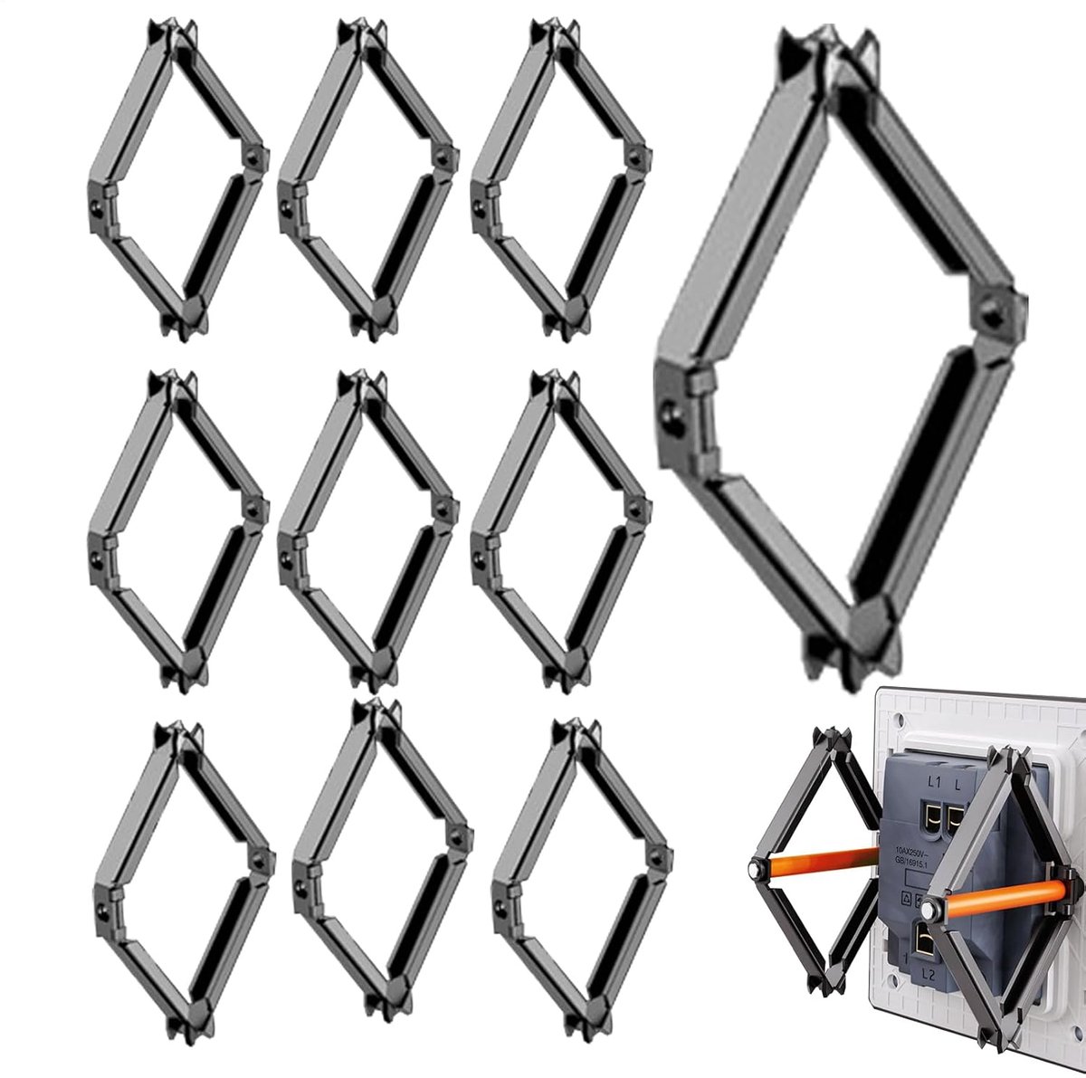 Stopcontacten reparatieset - Sokkel cassette tool - Elektrisch onderhoud - Veilige nylon constructie - 10 delig - Grijs