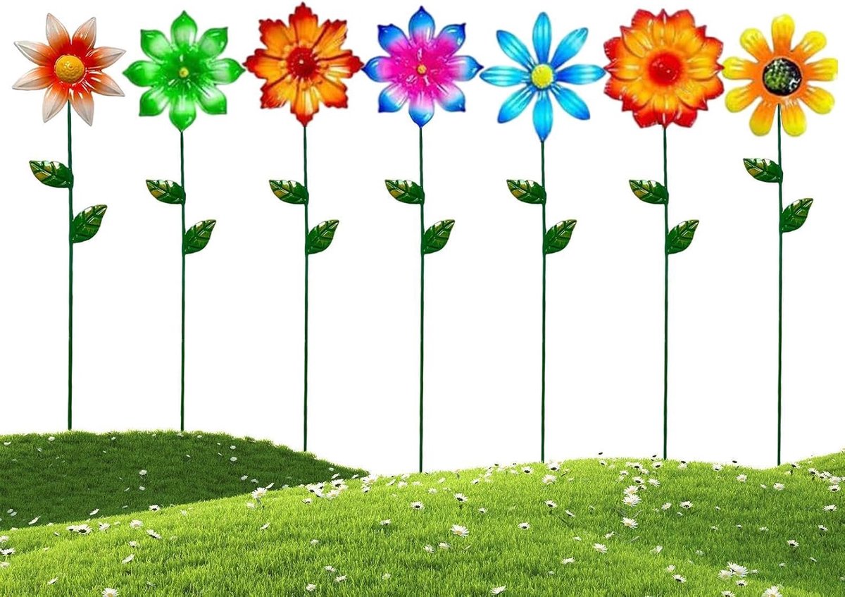 Decoratieve tuinpalen - Bloemdecoraties - Tuin versieren - Weerbestendig metaal - 7 stuks - Multicolor