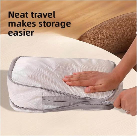 Kofferorganizerset - Bagage organizers - Reiscomfort maximaliseren - Waterdichte compressiezakken - 4 stuks - Blauw — afbeelding 4