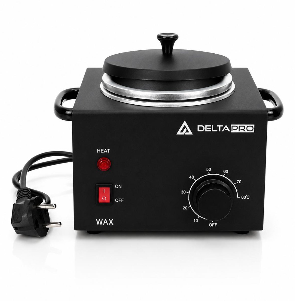 DELTAPRO Professionele Wax Heater 500 ml – Waxverwarmer met Temperatuurregeling 10-80°C – Elektrisch Waxapparaat – Harsverwarmer – Inclusief Aluminium Binnenpan & Deksel – Zwart