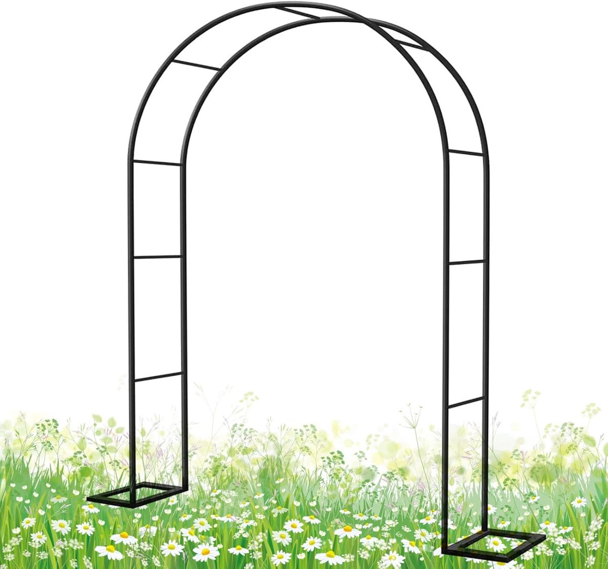 Metalen Rozenboog - Tuinboog Klimplanten - Decoratieve Tuin - Weerbestendige Constructie - 140x350 cm - Zwart