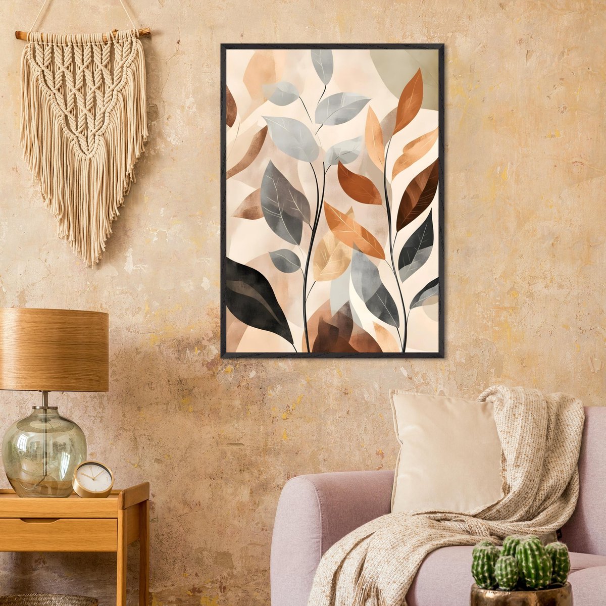 Boho – Autumn leaves Poster A4 21x29.7 cm - exclusief lijst