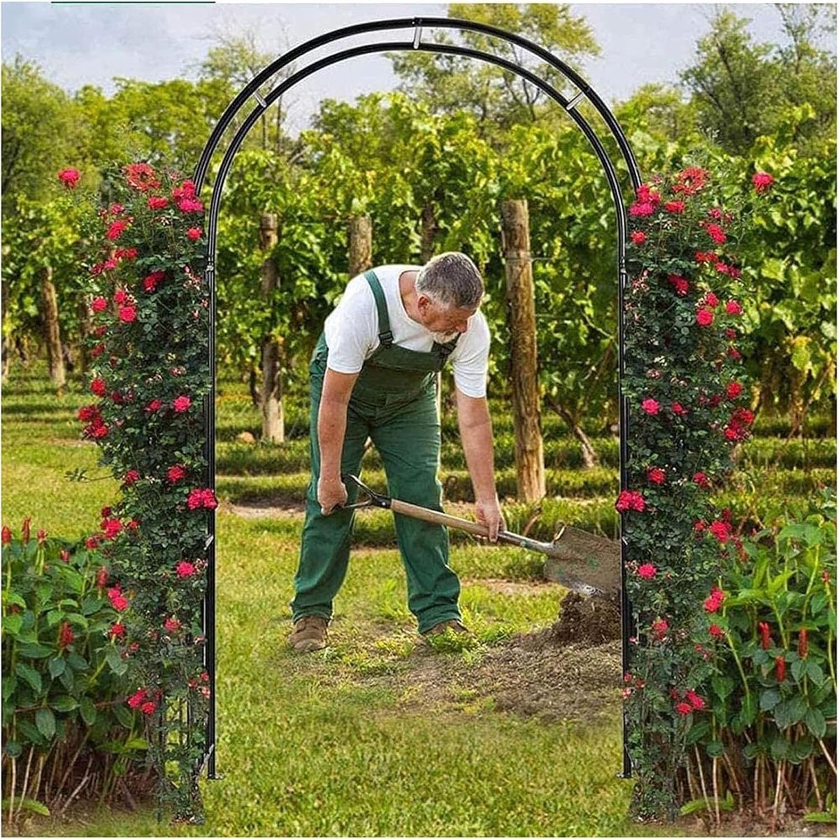 Metalen Tuinboog - Klimplant Steun - Decoratie Tuin - Robuuste Constructie - 200x230cm - Roze