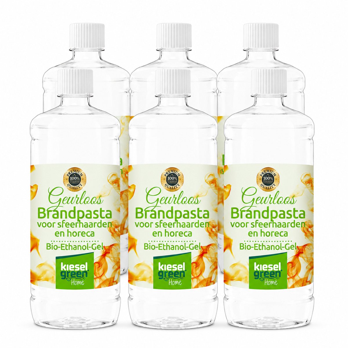 Kieselgreen Bioethanol Gel Brandpasta 6 x 1 Liter Fles Totaal 6 Liter Chafing Dish Brandgel Roetvrij Geurloos Voor Horeca
