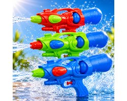 Waterpistolen Set van 3 – Watergeweer 30 cm – Rood, Groen & Blauw – PP Kunststof – Met Trekkermechanisme – Zomerspeelgoed