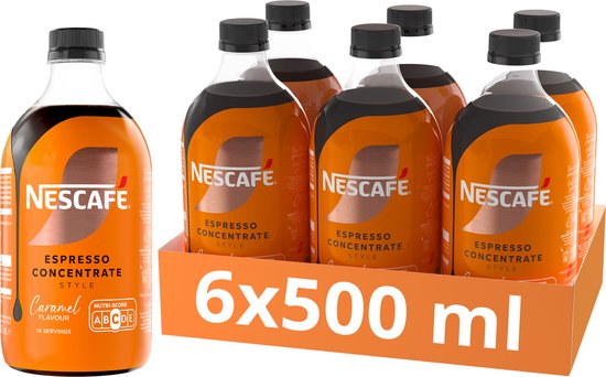 Nescafé Espresso Concentrate Style Caramel 6×500 ml – Koffieconcentraat - Liquid Concentrate - Concentraat voor Ijskoffie - 16 Porties