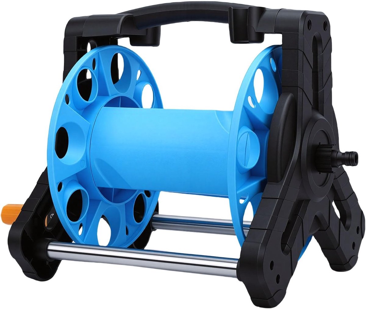 Tuinslanghouder - Slangopberger Trolley - Tuinonderhoud - Robuust Frame - Max 25 Meter - Zwart Blauw