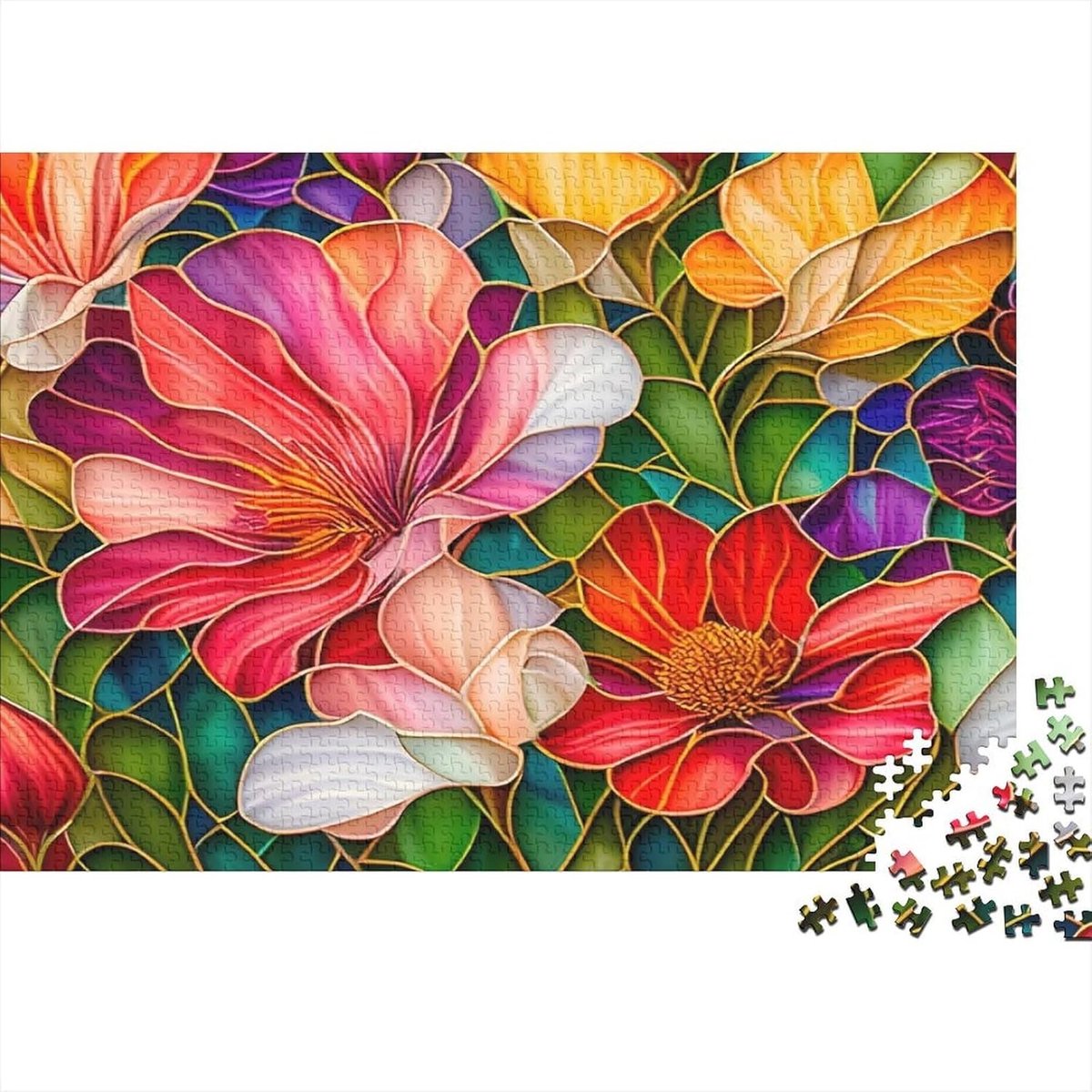Puzzel Bloemen - 1000 Stukjes - Ontspanning Thuis - Dik Papier - 38x26 cm - Gekleurd