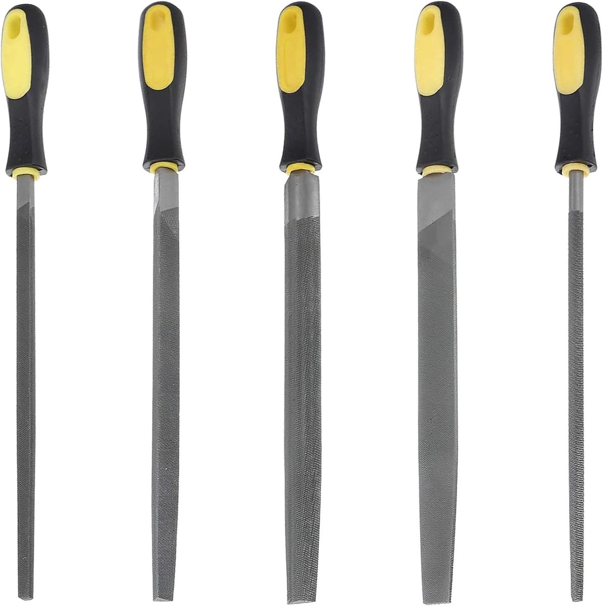 Vijlenset 5 Delig - Metaalvijlen Set - Metaal Bewerken - Ergonomische Handgrepen - 10 Inch - Zwart