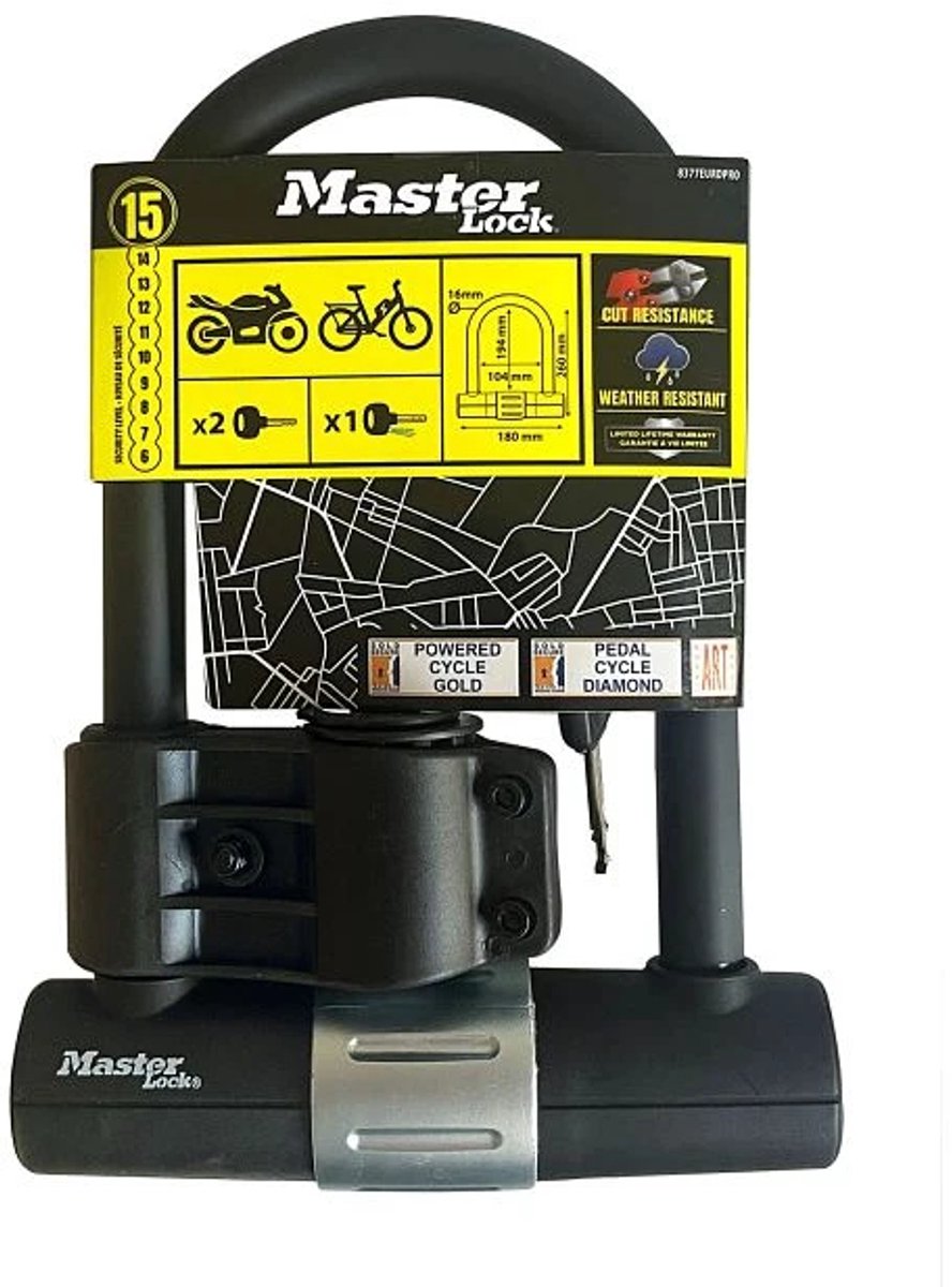Masterlock U-slot zonder ketting - 22x10cm