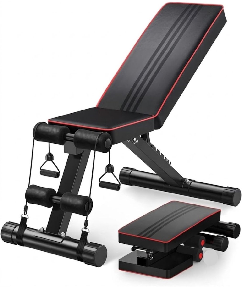 SP® Fitnessbank - 300kg Draagvermogen - Halterbank - Trainingsbank - Zwart - 110cm x 43cm x 114cm