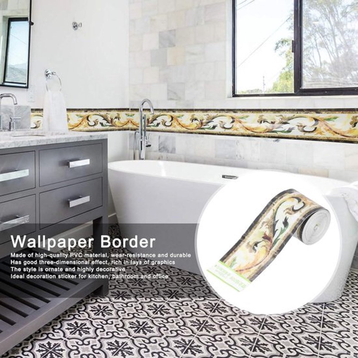 Waterdichte muurrandsticker voor woonkamer Allecto Plus